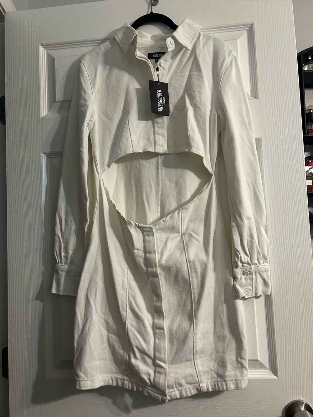 Cutout Waist Denim Dress